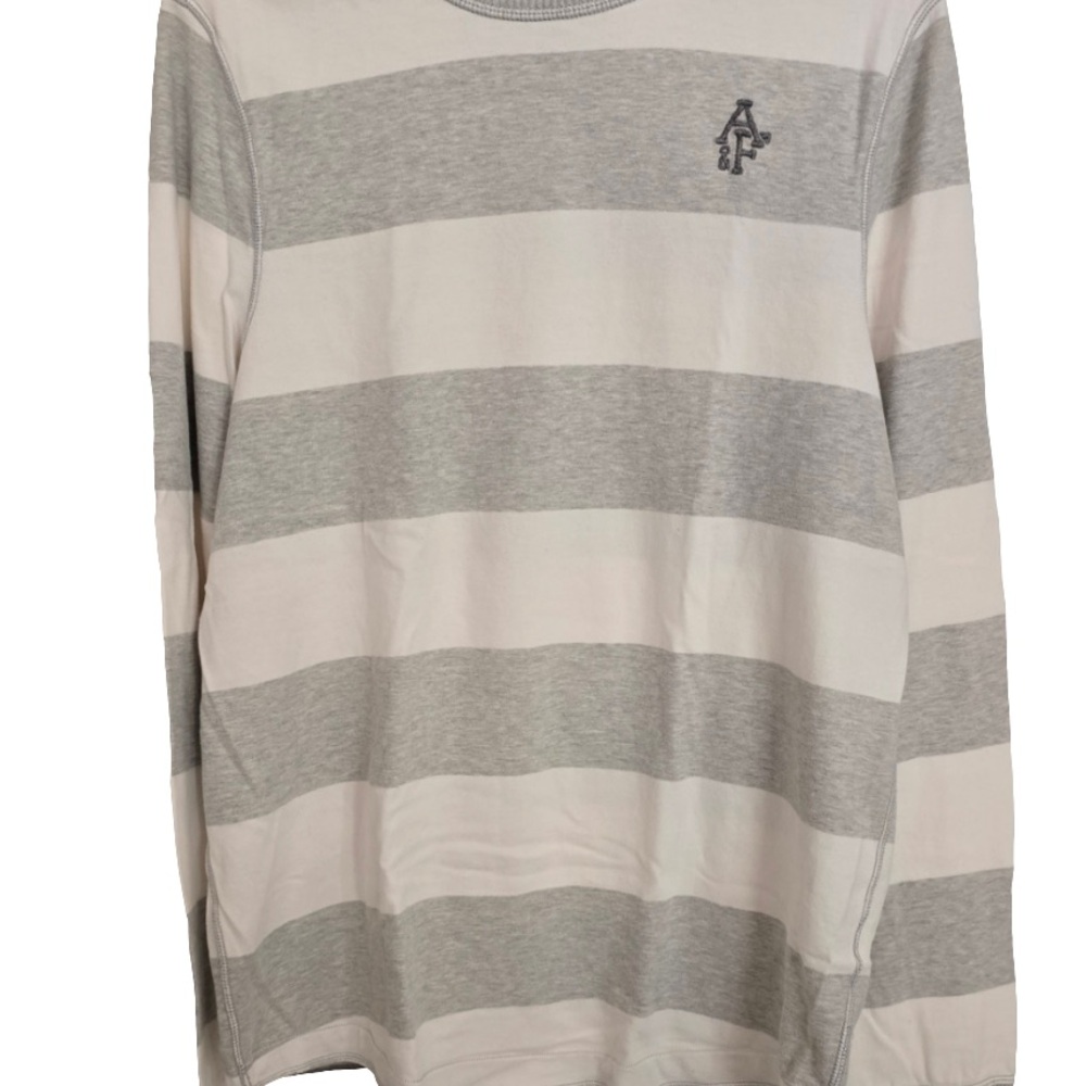 Abercrombie & Fitch Gray and White Long Sleeve Tee